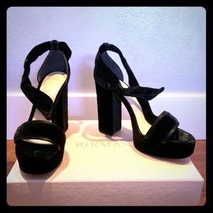 Brian Atwood velvet block heel sandal